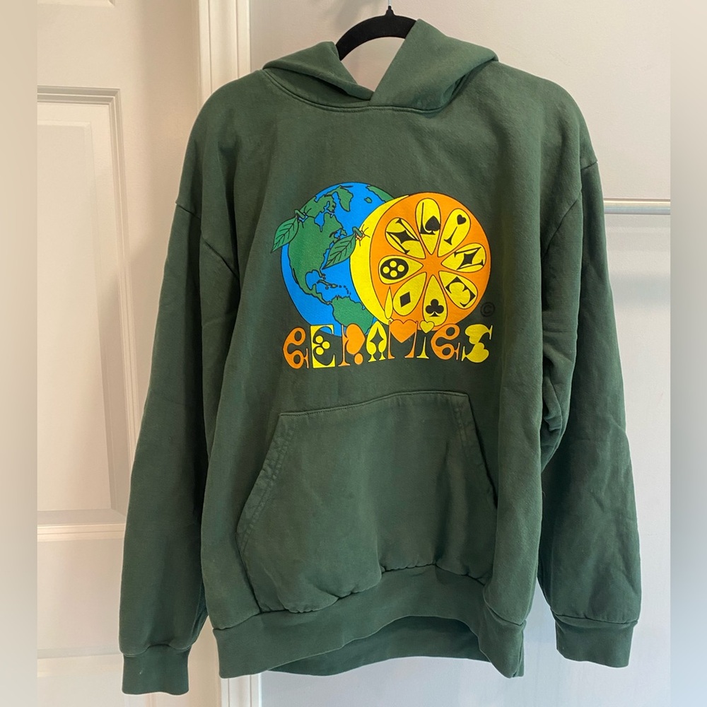 Online Ceramics Green Hoodie Large